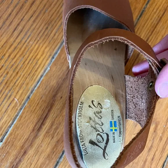 Lotta From Stockholm Brown Leather Mary Jane Clog Mules - Picture 3 of 6